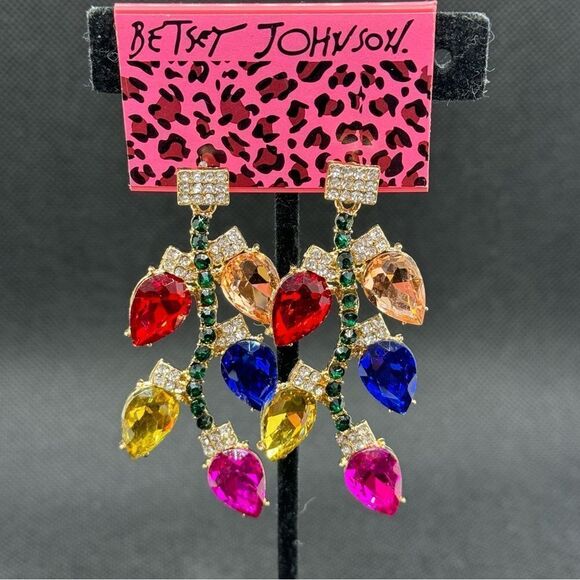 EARRINGS! Betsey Johnson Christmas Lights Dangle Earrings BNWT Colorful Beauty - Picture 1 of 9